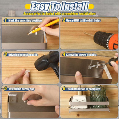 Lallisa 2 Pieces Stainless Steel Shelf Bathroom Shower Floating Shelves Wall Mounted Shower Caddy Basket Shelf Storage Organizer Shelves for Bathroom, Kitchen, Living Room (7.87 Inches/ 20 cm,Silver)