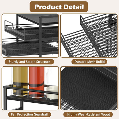 Coffee Bar Organizer, Coffee Pod Organizer,3 Tier Coffee Syrup Rack Organizer,72 K Cup Storage for Counter Storing K Cup,Coffee Syrups, Coffee Makers and Other Coffee Supplies-Black