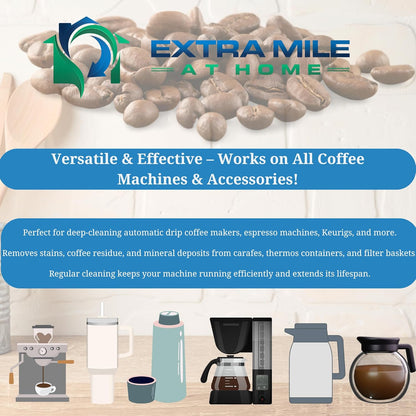 Coffee Maker Cleaning Kit 2 Bottles Heavy-Duty Descaler, Crevice Brush & 12"x12" Microfiber Cloth Removes Stains & Residue from Drip Coffee Pots, Espresso Machines