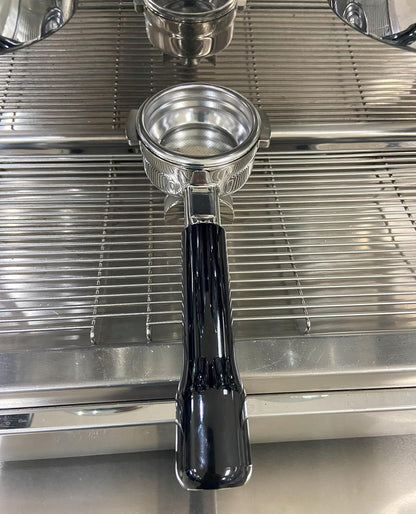 58mm Double Spout Portafilter Compatible with La Marzocco Espresso Machine Stainless Steel Espresso Portafilter with Double Shot Filter Basket Espresso Accessories-Handle Plastic
