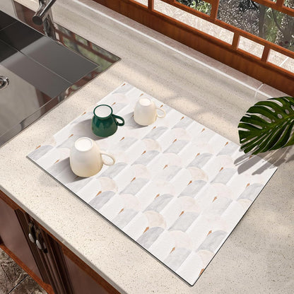 Dish Drying Mat, Diatomaceous Earth Soft Coffee Mat, Absorbent Silicone Dish Drying Mat for Kitchen Counter or Sink for Kitchen Bathroom Coffee Bar (Sector Geometry, 12 x 16 Inches)