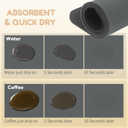 Coffee Mat Hide Stain Rubber, Coffee Bar Accessories Fit Under Espresso Machine CoffeeMaker Coffeepot, Backed Absorbent Dish Drying Mat for Kitchen Counter(Dark Gray, 40cm×50cm)