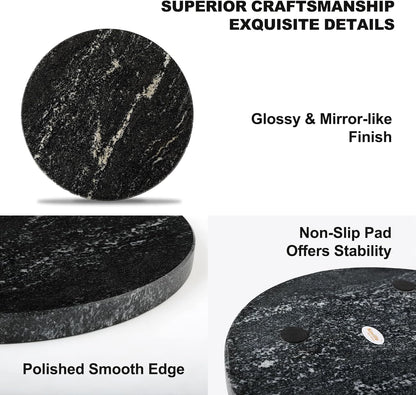 Koville Brazilian Natural Marble Cutting Board for Kitchen, 11inch Round Hand Crafted Marble Slab for Cheese, Charcuterie, Pastry Board - Wedding Gift, House Warming Gift(Via Lactea)