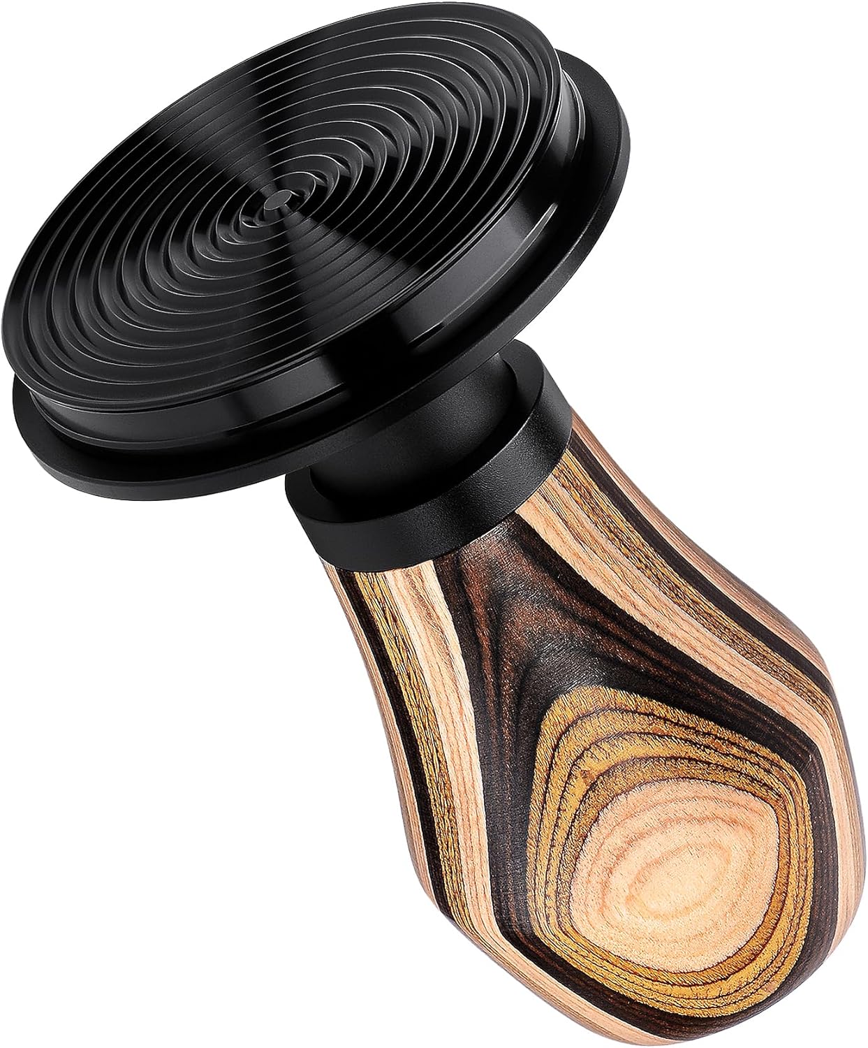 Normcore 58.5mm Espresso Coffee Tamper V4, Spring Loaded Tamper With Titanium PVD Coating Ripple Base, 15lb / 25lb / 30lbs Replacement Springs, Colorful Wood Handle