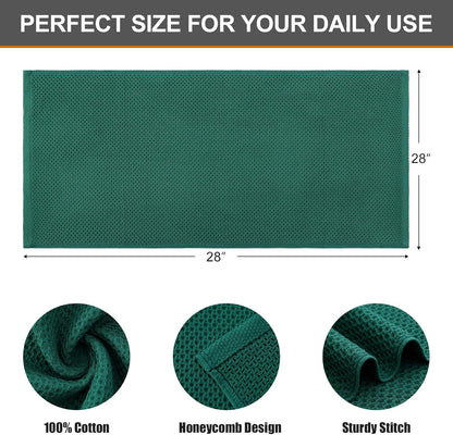 Kitinjoy 100% Cotton Waffle Weave Kitchen Towels, 8-Pack Super Soft and Absorbent Dish Towels for Drying Dishes, Kitchen Hand Towels, 13 in x 28 in, Dark Green