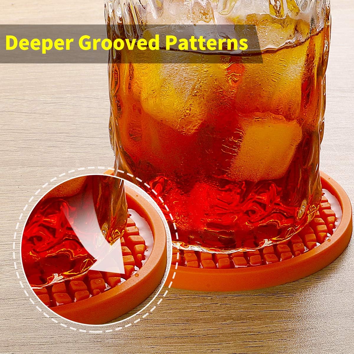 ME.FAN Silicone Coasters [6 Pack] Thickened Drink Coasters with Holder - Cup Mat - Non-Slip, Non-stick, Stay Put, Deep Tray - Prevents Furniture and Tabletop Damages(Red)