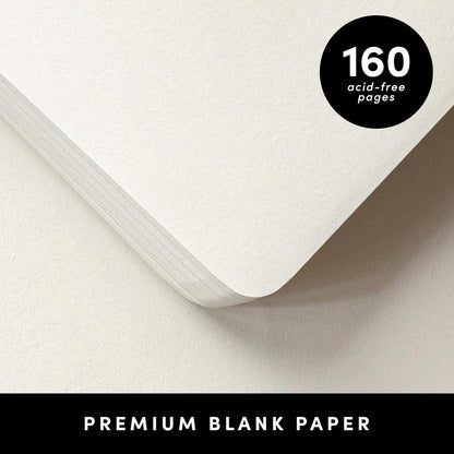 PAPERAGE Blank Journal Notebook, (Navy), 160 Pages, Medium 5.6 in x 8 in - 100 GSM Thick Paper – Hardcover Journaling Notebook for Work, School, Note Taking or Sketching