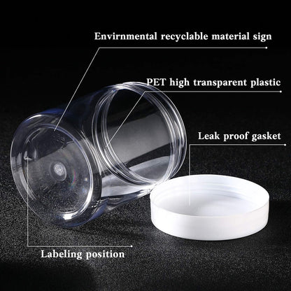 Patelai 4 Pieces Round Wide-mouth Leak Proof Plastic Container Jars with Lids for Travel Storage Makeup Beauty Products Face Creams Oils Salves Ointments DIY Making(10 Ounce,White)