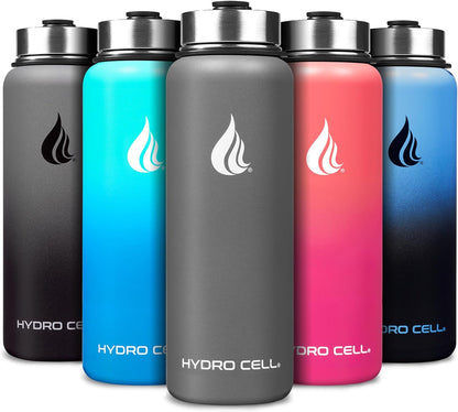 HYDRO CELL Stainless Steel Insulated Water Bottle with Straw - For Cold & Hot Drinks - Metal Vacuum Flask with Screw Cap and Modern Leakproof Sport Thermos for Adults (Graphite 40oz)