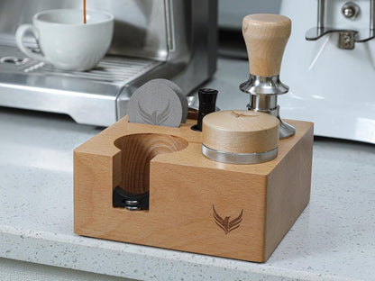 Espresso Tamping Station 54mm for Breville Accessories – Portafilter Holder with Tamper, Distributor, Dosing Funnel, WDT Tool & Puck Screen Slots