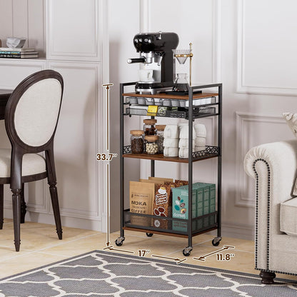 K Cup Holder Rack, Coffee Station Organizer for Nespresso Vertuo and K Cup Capsules, Multi-Functional Bar Accessories Organizer With Wheels for Living Room, Kitchen