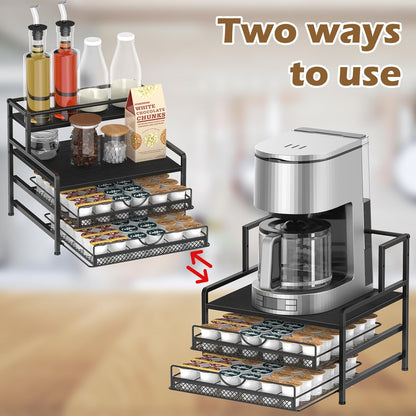 Coffee Bar Organizer, Coffee Pod Organizer,3 Tier Coffee Syrup Rack Organizer,72 K Cup Storage for Counter Storing K Cup,Coffee Syrups, Coffee Makers and Other Coffee Supplies-Black