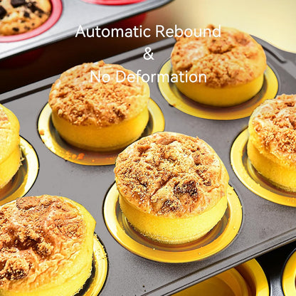 8 Piece Nonstick Baking Pans, Silicone Bakeware Set with Press to Release Design, Oven Mitts, Spatula & Brush Flexible, Stackable, BPA Free, Dishwasher & Oven Safe, Yellow