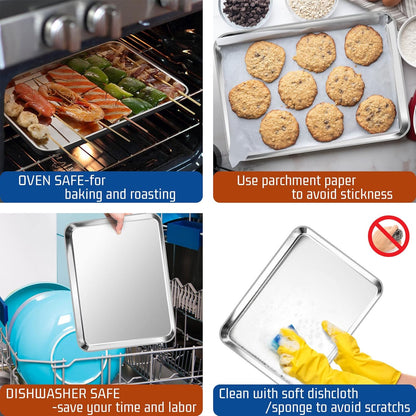 P&P CHEF 12.5 Inch Baking Cookie Sheet, Oven Pan Tray Stainless Steel Sheet Pan for Kitchen, Oven Bakeware for Multi Uses, Shiny Look & Dishwasher Safe, Healthy & Heavy Duty, 1Pc