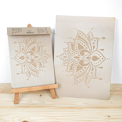 NAKLEO Painting Stencil for Crafts A4 8.3” x 11.8”, Indian Lotus Flower Pattern, Reusable Plastic DIY & Scrapbooking Drawing Template, Decoupage Art Home Decor, Wall Wood Fabric Furniture