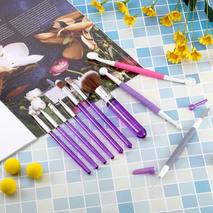 Patelai 10 Pcs Food Safe Paint Brushes Fondant Tools for Cake Baking Chocolate Sugar Cookie Decoration Cake Brushes for Luster Dust Pastry Decorating Supplies with Fondant and Gum Paste Tool(Purple)