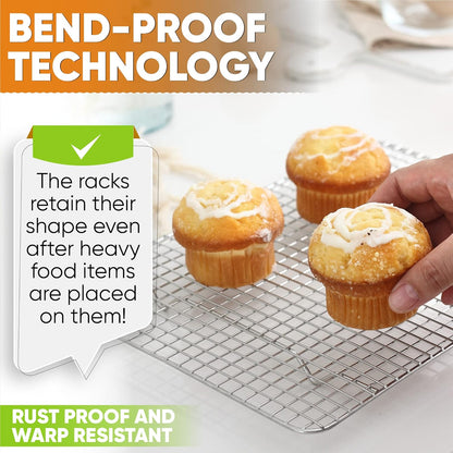 Spring Chef 8.5" x 12" Stainless Steel Cooling Racks, Wire Rack for Baking Sheet - Fits Small Quarter Sheet Pan - Perfect for Cooking, Baking, Grilling, Smoking - Dishwasher Safe - Set of 2
