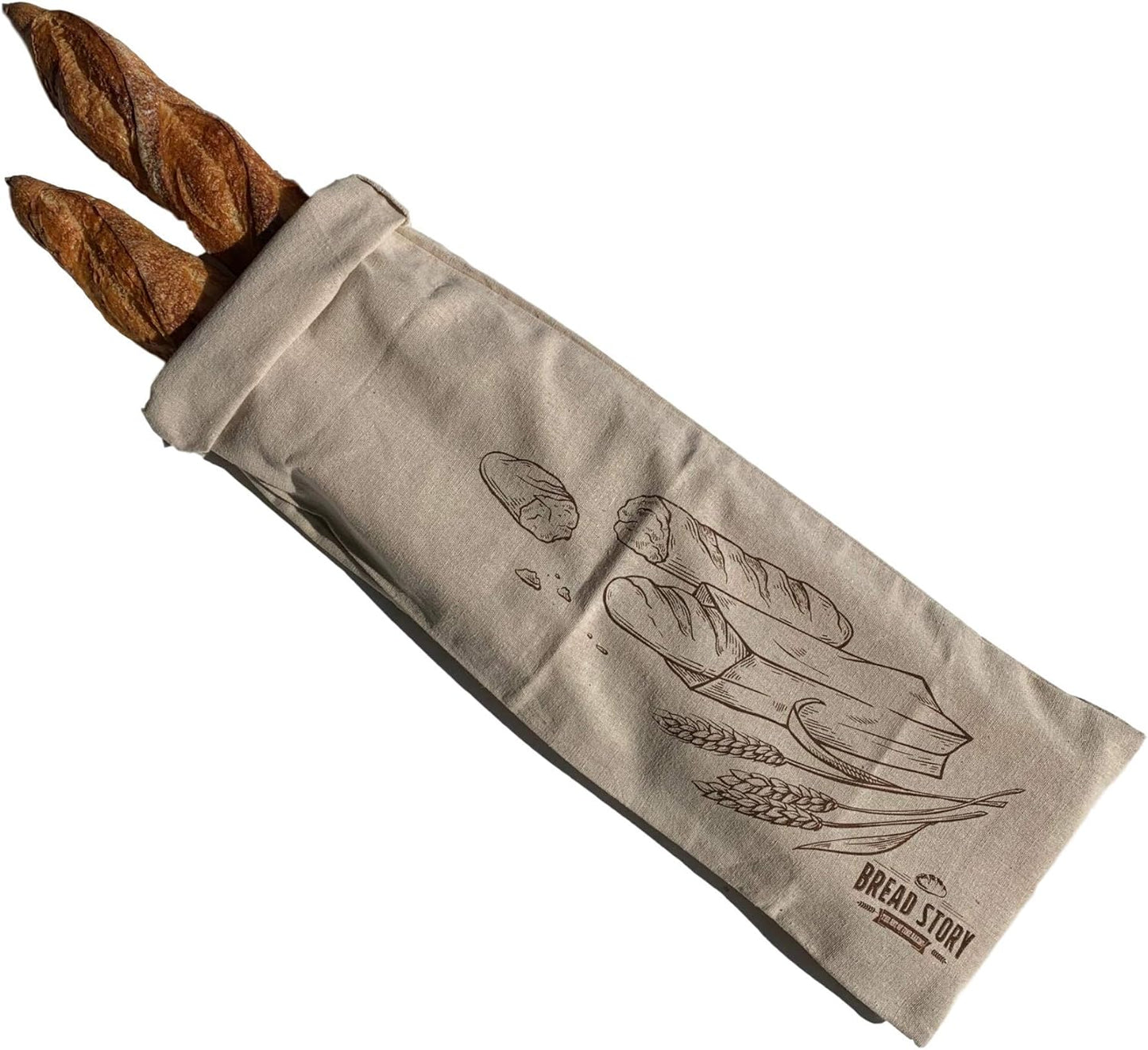 Linen Baguette Bag - Single 8 x 27" Ideal for Homemade Baguette Bread, Unbleached, Reusable Food Storage, Housewarming, Wedding Gift, Storage for Artisan Bread - Bakery & Baguette