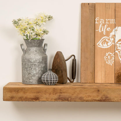 Modern Timber Craft Reclaimed Wood Floating Wall Shelf | Solid Rustic American Barnwood, Floating Shelf Brackets | 2.75" Thickness | 30" L x 10" D, Rustic Original - Unfinished, 3 Pack