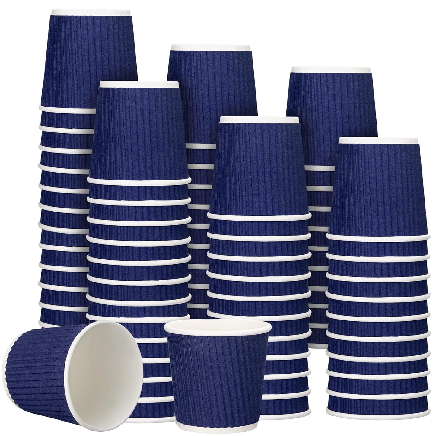 Yaomiao 200 x Disposable Espresso Cups, 4 oz, Corrugated Paper, Insulated, Heat Resistant, Blue, for Party, Cold Drinks, Tea