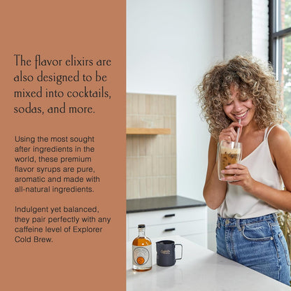 Explorer Vanilla Coffee Syrup Flavor, All Natural Gluten Free Flavoring for Drinks, Lattes, Cocktails & Shakes, 12.7 fl oz