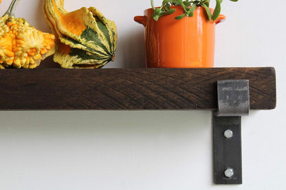 Urban Legacy Accent Shelves | Reclaimed Barn Plank | Set of 2 with Full Brackets (Coffee Bean 40" x 4.5" x 2")