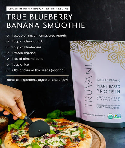 Truvani Vegan Pea Protein Powder | Unflavored | 20g Organic Plant Based Protein | 1 Serving | Keto | Gluten & Dairy Free | Low Carb | No Added Sugar