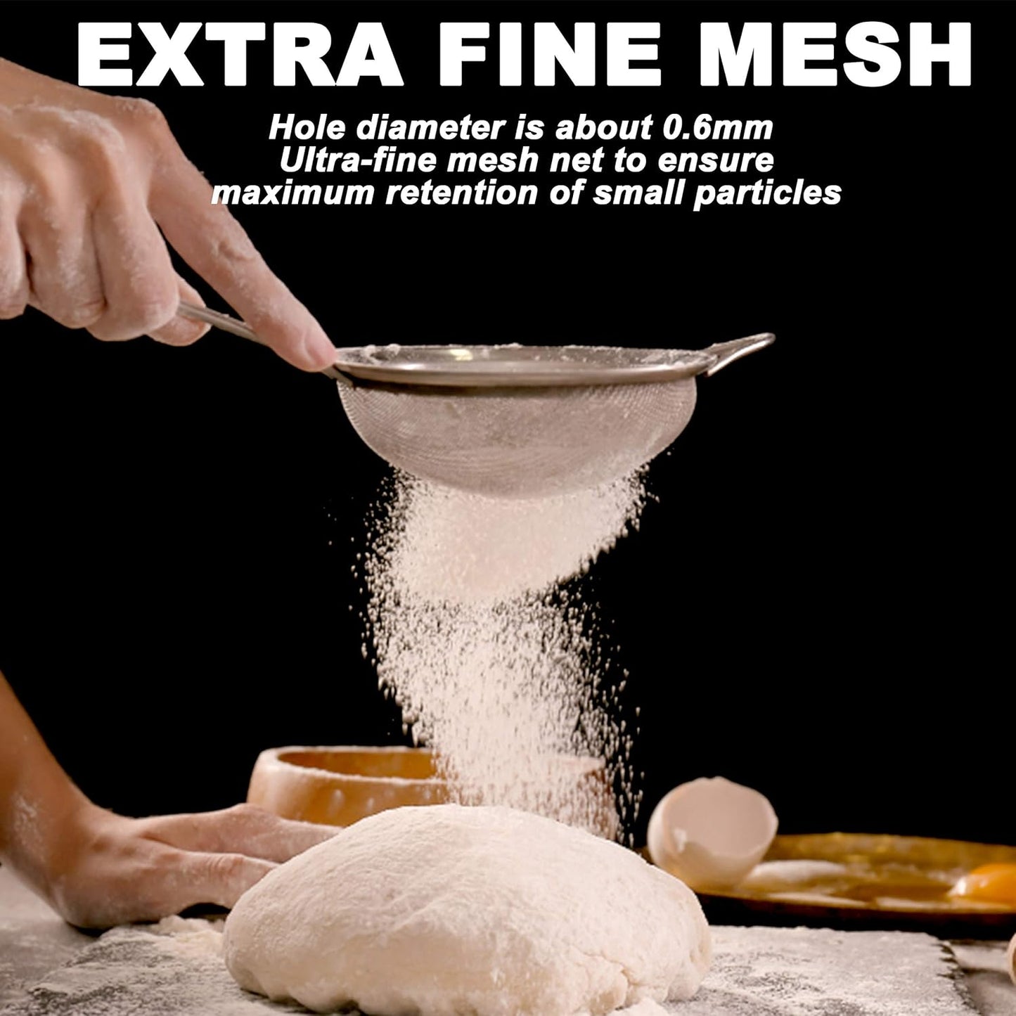 Anaeat Fine Mesh Strainers - Premium Stainless Steel Colander Sieve Sifters, with Durable Mesh and Sturdy Handle, Excellent for Sifting Dry ingredients, Flour, Pastas, Rice, Tea (9.45"）