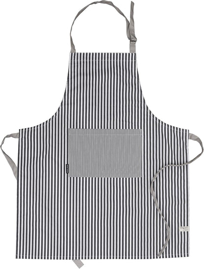 AMOUR INFINI Cotton Aprons for Women with Pockets Adjustable Strap and Waist Ties Printed Reusable Aprons for Baking, Cooking, Gardening (27.5 x 33 Inches - Charcoal)