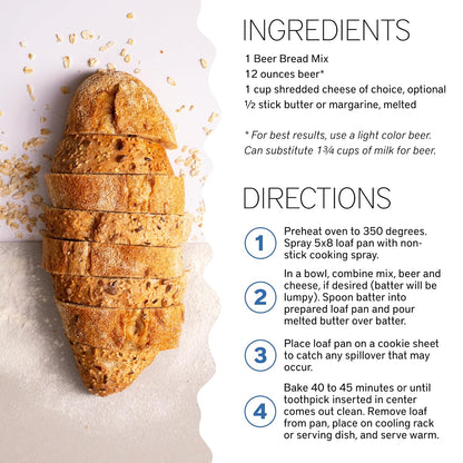 Southern Living Gourmet Beer Bread Mix, Easy-to-Bake Delight, Perfect for Potlucks & Parties, Dessert Bread, 1 Mix