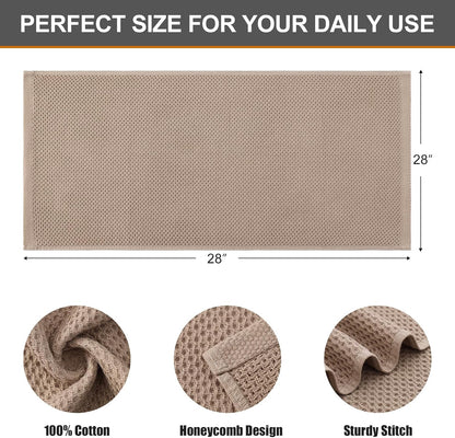 Kitinjoy 100% Cotton Waffle Weave Kitchen Towels, 4-Pack Super Soft and Absorbent Dish Towels for Drying Dishes, Kitchen Hand Towels, 13 in x 28 in, Tan