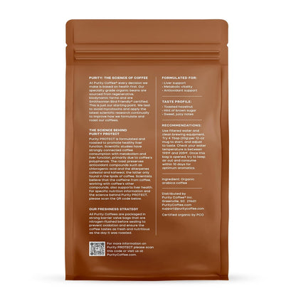 Purity Coffee PROTECT Light-Medium Roast Ground Coffee for Liver Vitality - USDA Organic and Third-Party Tested for Antioxidants, Mold, Mycotoxins and Pesticides - 12oz (Purity Protect, light_roast) | Ground| PROTECT