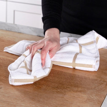 All-Clad Solid & Coordinate Kitchen Towels: Highly Absorbent, Super Soft Long Lasting 100% Cotton, 17" x 30" Tea Towels for Cleaning & Drying Dishes, Pans, Glassware, Countertops, 4-Pack, Cappuccino
