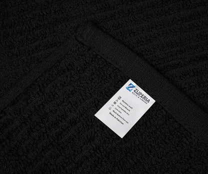ZUPERIA Bar Mop Kitchen Towels - Pack of 12 (16"x19”) 100% Ring Spun Cotton - Dish Washcloths For Superb Cleaning and Less Lint - Highly Absorbent Dish Cloths and Dish Towels For Everyday use (Black)