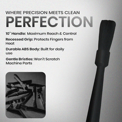 Rattleware 10" Black Espresso Machine Grinder Brush, Long Durable Handle Coffee Grinder Cleaning Brush - Ideal for Home, Cafe, Restaurant, or Hotel - Trusted By Baristas