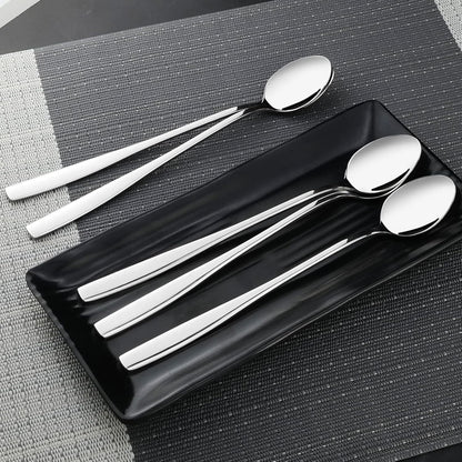 Stainless Steel Long Handle Iced Cream Tea Spoon, Set of 12