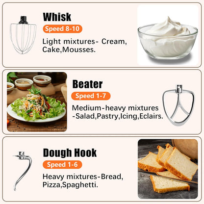 Stand Mixer, 6.5QT 660W 10-Speed Tilt-Head Electric Kitchen Stand Mixer, Food Mixer with Dishwasher-Safe Dough Hook, Egg Whisk, Flat Beater for Baking, Cake and Most Home Cooks (Black)