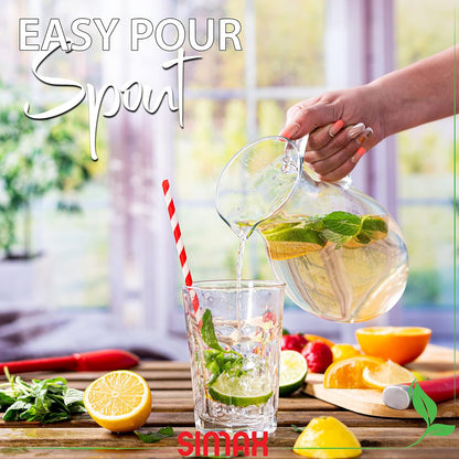 Simax Glass Pitcher With Spout, SMALL 1 Quart Borosilicate Glass Pitchers With Handle, Glass Water Pitcher Glass, Cocktail Pitcher, Margarita Pitcher, Sangria Pitchers, Beverage Pitchers