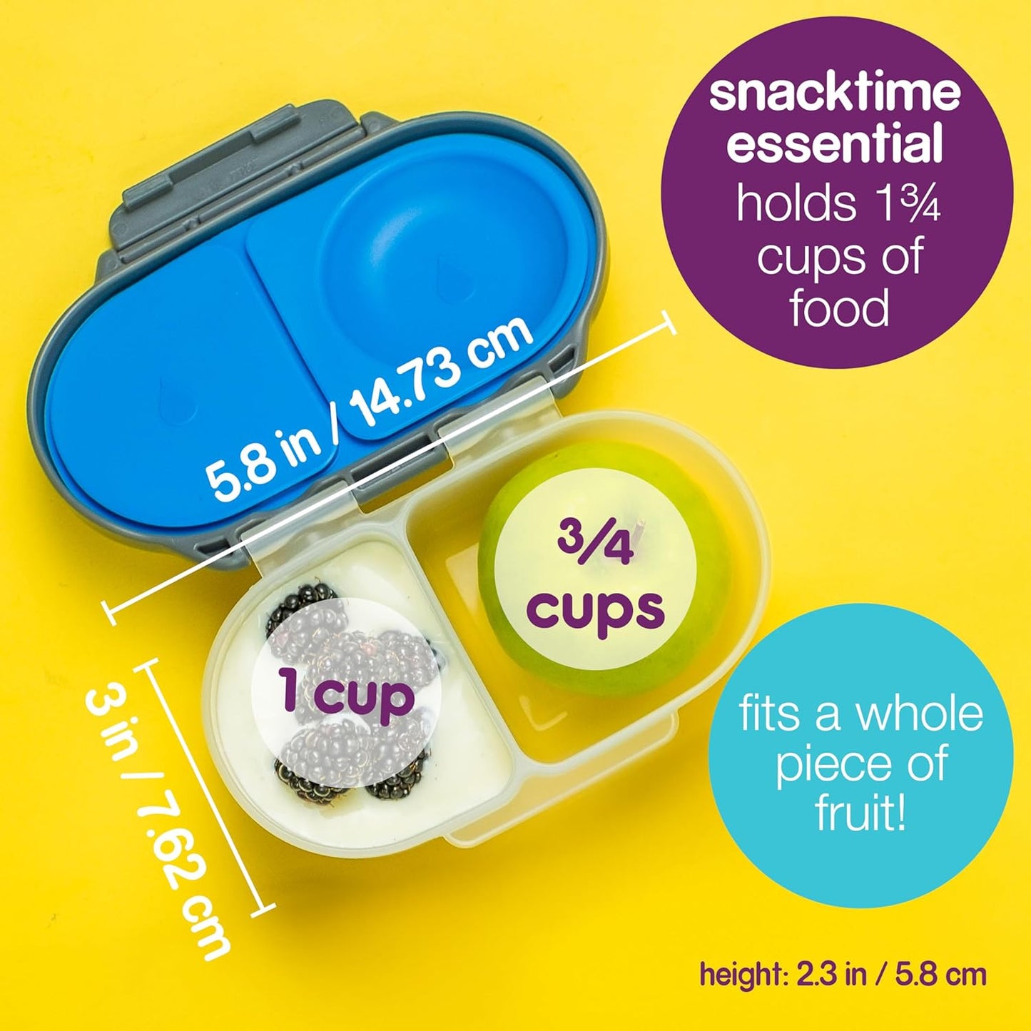 b.box Snack Box for Kids & Toddlers: 2 Compartment Snack Containers, Mini Bento Box, Lunch Box. Leak Proof, BPA free, Dishwasher safe. School Supplies. Ages 4 months+ (Flamingo Fizz, 12oz capacity)