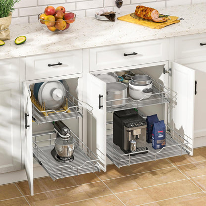 WelFurGeer Soft Close Slide Out Cabinet Shelf, 17" W x 22" D Pull Out Drawers for Kitchen Cabinets, Kitchen Shelf Organizer, Cupboard Organizers and Storage, Under Cabinet Pull Out Shelves