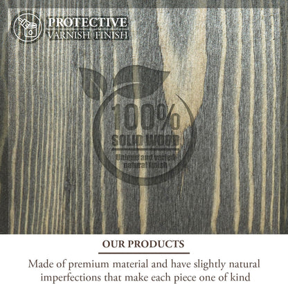 MyGift 2 Piece Narrow Wooden Vanity Tray, Vintage Gray Solid Wood Toilet Tank Tray, Decorative Octagonal Cosmetic Organizer with Antique Metal Handles