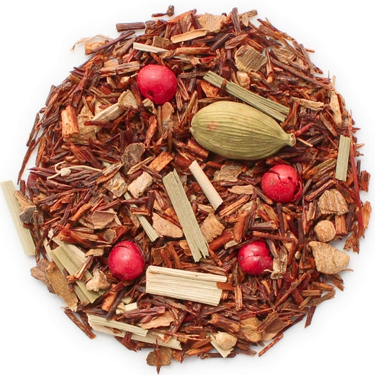 Teabloom Organic Herbal Tea, Ruby Spice Chai Loose Leaf Tea, Spicy and Rich Rooibos Chai with No Caffeine, USDA and EU Certified Organic, Fresh Whole Leaf Blend in Reusable Gift Canister, 3 oz/85 g Canister Makes 35-50 Cups