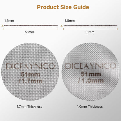 2 Pieces Espresso Puck Screen,Metal Coffee Filter,1.0mm & 1.7mm Thickness 150μm - 316 Stainless Steel,Reusable Barista Espresso Filters for Espresso 51mm Portafilter Filter Basket