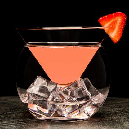 LEMONSODA Stemless Martini Glasses with Chiller - Set of 4 - Elegant Cocktail Glass Set with Server Bowl - Martini Gift Set for Margarita, Espresso Martinis, Manhattan Cocktails - Housewarming Gifts