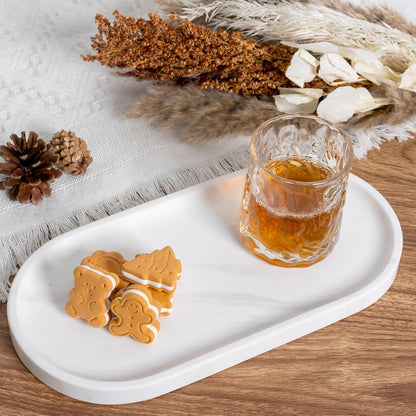 Koville 12"x6" Elegant White Marble Bathroom Tray, Natural Marble Vanity Trays for Home Decor, Stone Perfume Organizer Jewelry Dish for Dresser, Luxury Vanity Tray, Stone Storage Trays