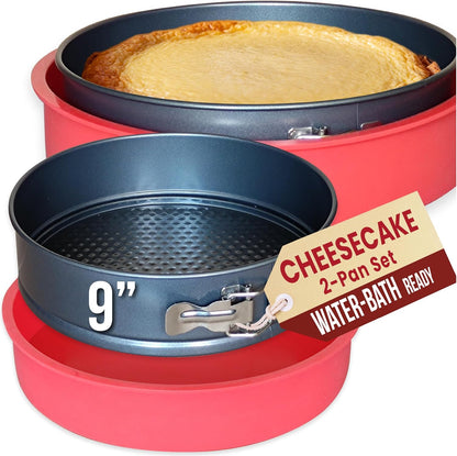 Springform Pan 9 Inch NONSTICK - 9 Springform Cheesecake Pan with LEAKPROOF SILICONE PANprotector - Spring Form Pans 9 Inch - Cheese Cake Pans for Baking in WATER BATH NO FOIL WRAP
