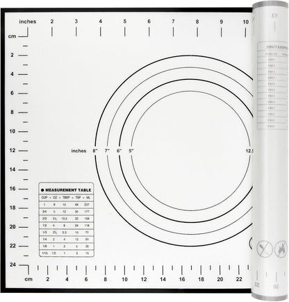 Yansumi Silicone Pastry Mat Extra Large Non-Slip Mat for Rolling Dough Pie Crust and Baking Non-Stick with Measurements (16x12,Black)
