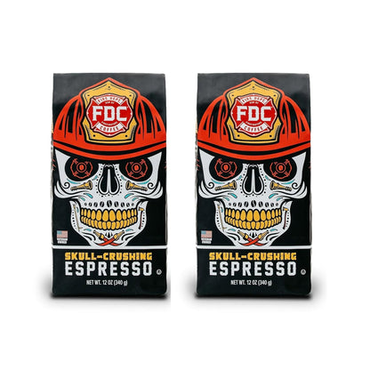 Fire Department Coffee - Gives Back to Firefighters - Skull Crushing Espresso Coffee Beans - Full-Bodied & Bold - Roasted in the USA - Premium Espresso Beans - Veteran Owned (12 oz, Pack of 2)