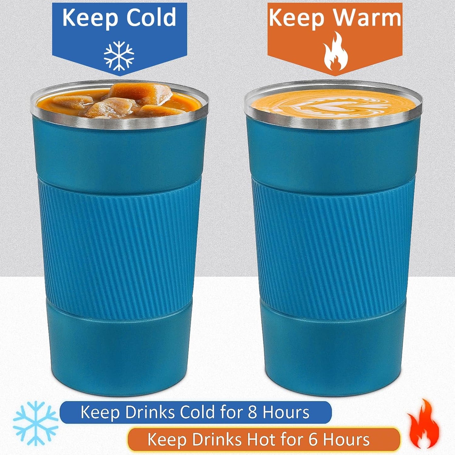 4 Pack Insulated Coffee Mug with Lid 12oz Travel Coffee Tumbler Stainless Steel Reusable Coffee Cups Thermal Coffee Mug for Hot and Iced Cold Drinks, Multicolor