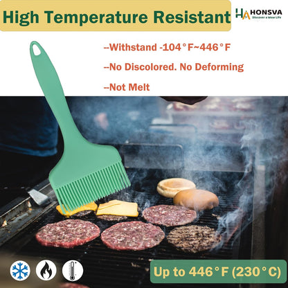 One Swipe Silicone Pastry Brush, One-Piece Design Quick Baster Brush, W/3.5" L/8.5", Heat Resistant, for Baking, Grilling, Slathering Oil, Butter, BBQ Sauce, Marinade, Dishwasher Safe, 1Pcs Mint Green